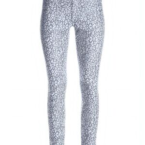 Boston Proper Metallic Snow Leopard Print Crop Jean Mob Wife Stretch High Rise 6